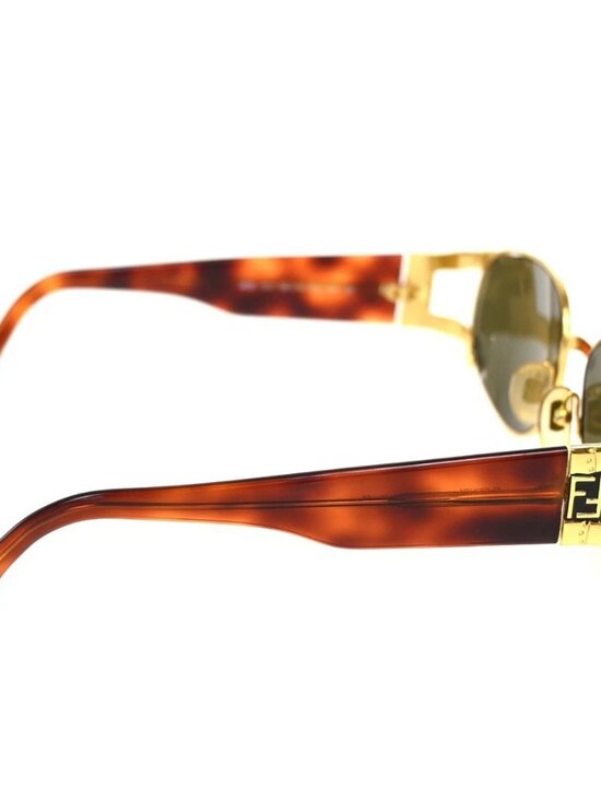 FENDI FF Logos Sunglasses Eye Wear Plastic Metal Brown Italy main image 4
